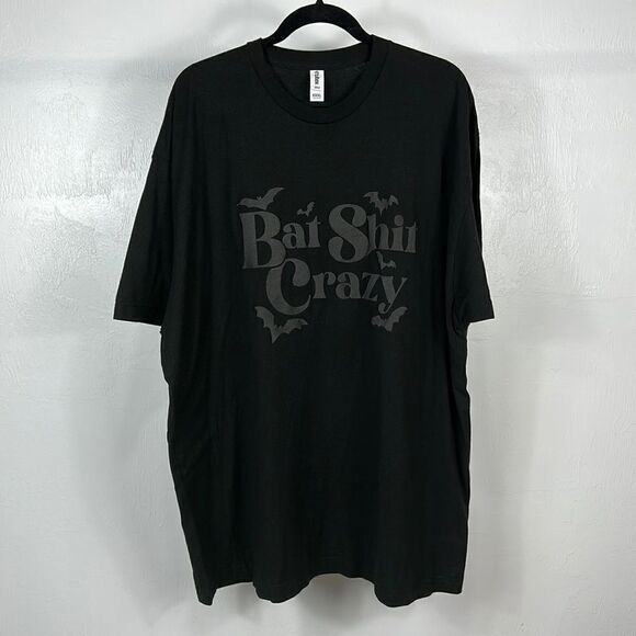 ❤️Last Chance Tultex Unisex Black Bat Shit Crazy Short Sleeve T-shirt Size XXXL - Picture 1 of 8